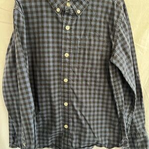 Old Navy Boy's Casual Blue and Black Plaid Shirt